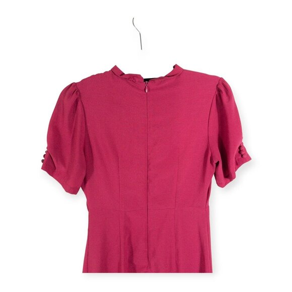 Lindy Bop Burgundy Midi Dress SZ M Pin Up 50s Fashion Retro Rockabilly Tea Dress - Picture 9 of 10